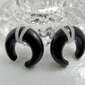 00G Black Glass Buffalo Pincher Ear Stretcher – U-Shape, Metal-Free, Sold as Pair