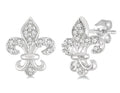 10K WG 1/20cttw Diamond Petite Fleur De Lis Stud Earrings