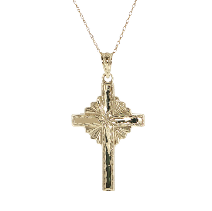 10K Yellow Gold Engraved Cross Pendant Necklace *Estate Item Sold as is, Final Sale*