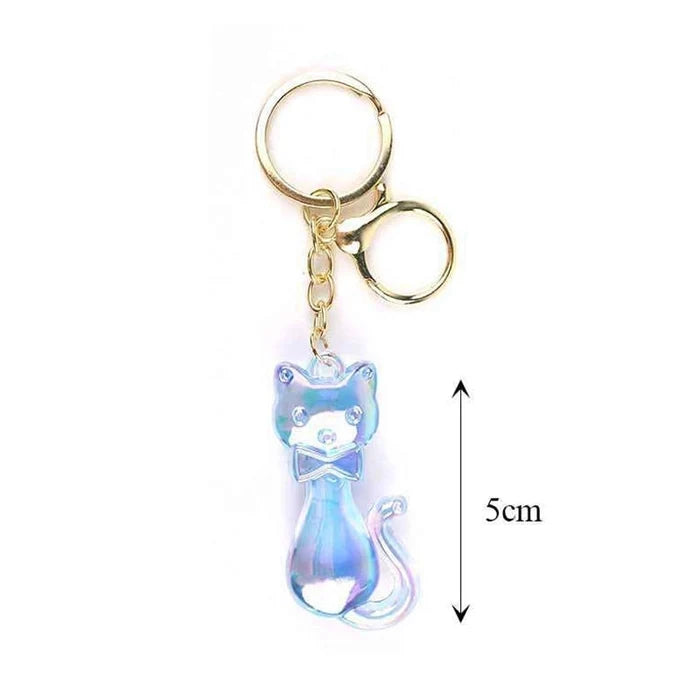 12pc Iridescent Cat Keychain Pack – Translucent Acrylic Kitty Keyring Bulk Pack, Cute Bag Charm & Party Favors (KBC-0788)