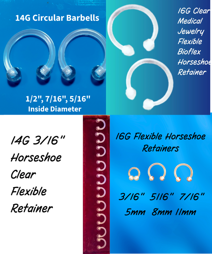 14G 16G Clear Flexible Horseshoe Retainer | Medical-Grade Acrylic Piercing Retainer