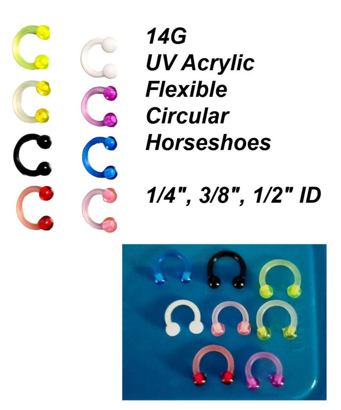 14G 16G Clear Flexible Horseshoe Retainer | Medical-Grade Acrylic Piercing Retainer