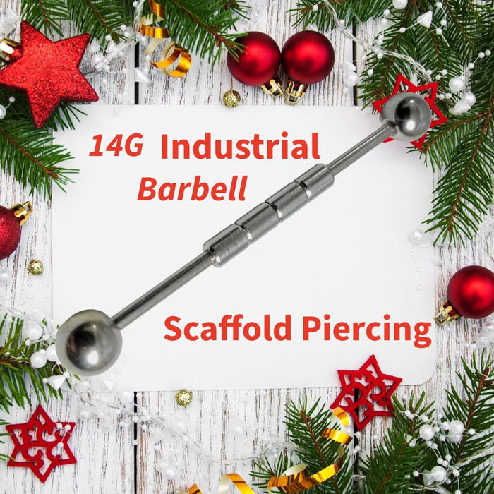 14G Industrial Barbell – 316L Surgical Steel Scaffold Earring, Externally Threaded