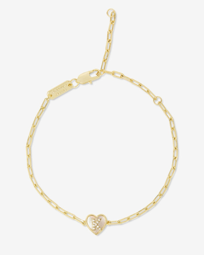 18K Gold Plated Love Letters Heart "K" Initial Bracelet by Melinda Maria