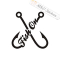 2x Fish on Hooks Decal Sticker Different colors & size for Cars/Bikes/Windows