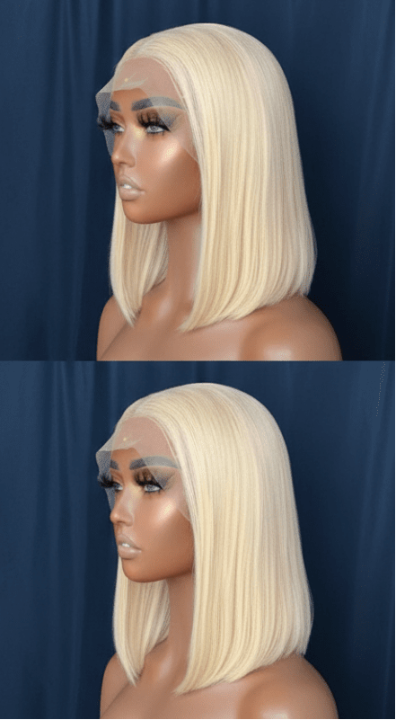 613 Blonde Short Bob Wig Straight | 13x4 Lace Front Bob Wig | 100% Human Hair - The PM Edit