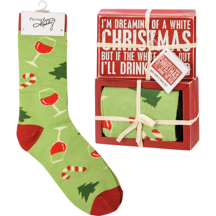 A White Christmas - Box Sign & Sock Set