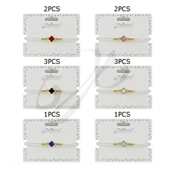 Adjustable Crystal Clover Slider Bracelet – Gold Tone Beaded Quatrefoil Jewelry (BRC-43735K)