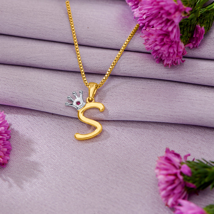Alphabate S Yellow Gold Pendant For Women