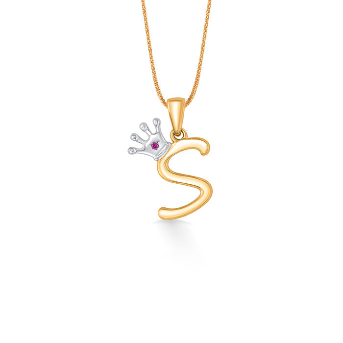 Alphabate S Yellow Gold Pendant For Women