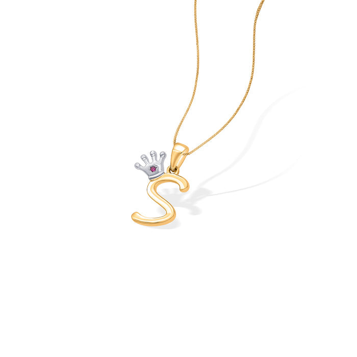 Alphabate S Yellow Gold Pendant For Women