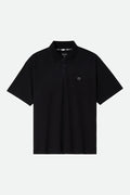 Men's Anton Short Sleeve Polo in the color Black - Front Product Laydown Image