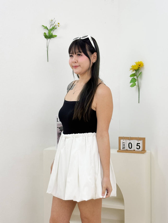Aria Pleated Bubble Skort (White)