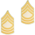 Army Chevron: Master Sergeant - gold embroidered on white, small