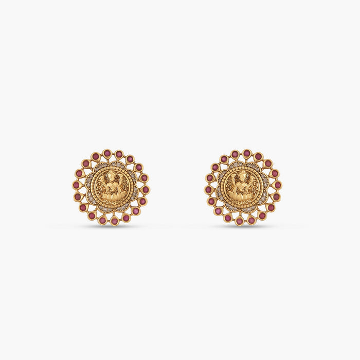 Ashtalakshmi Antique Kempu Stud Earrings