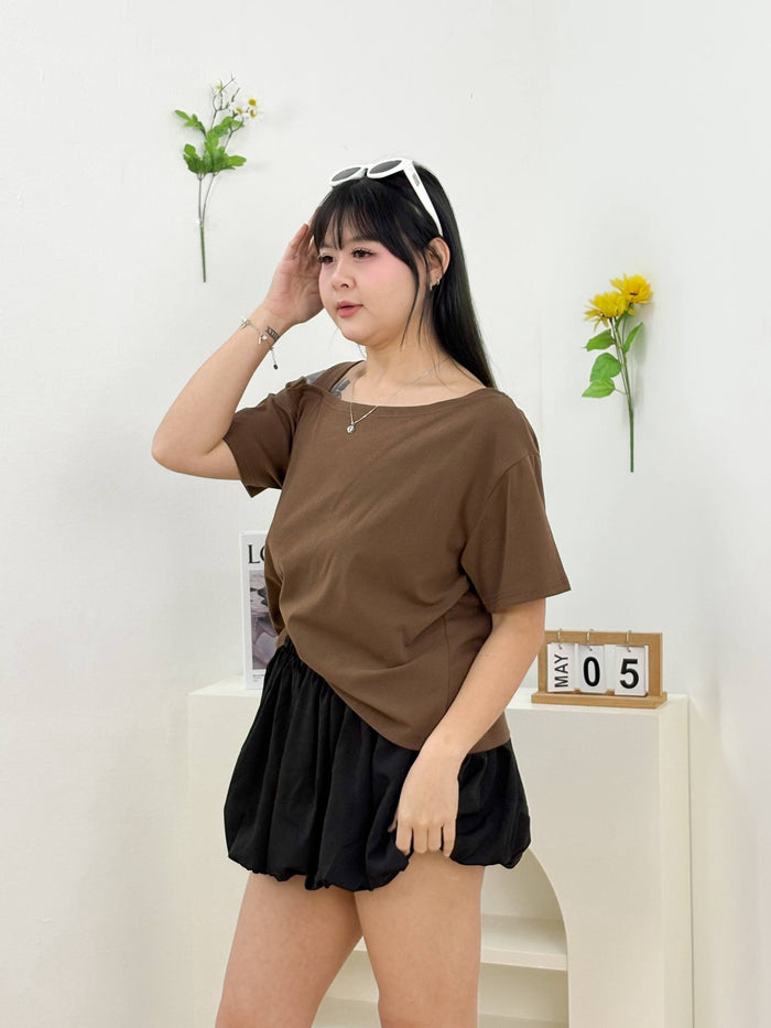 Avril One Shoulder Top (Brown)