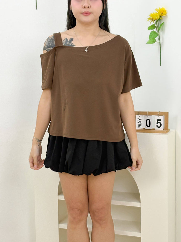 Avril One Shoulder Top (Brown)