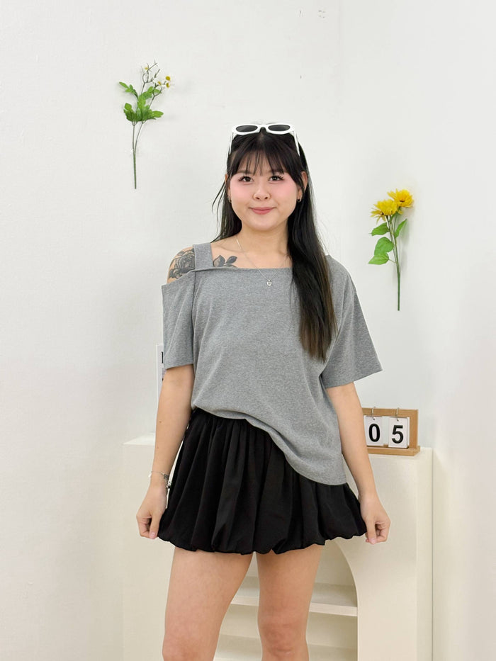 Avril One Shoulder Top (Gray)