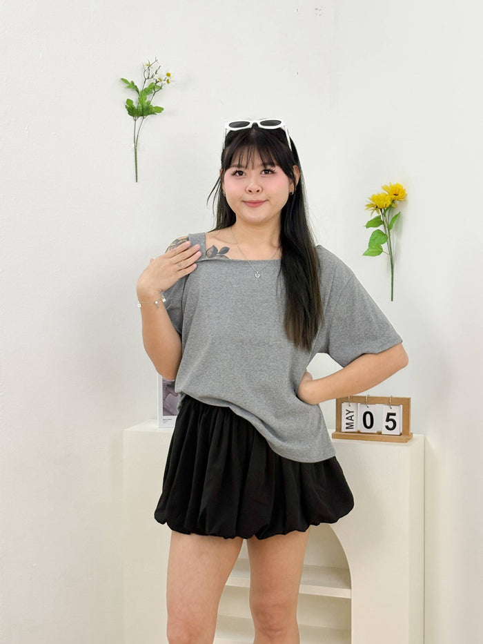 Avril One Shoulder Top (Gray)