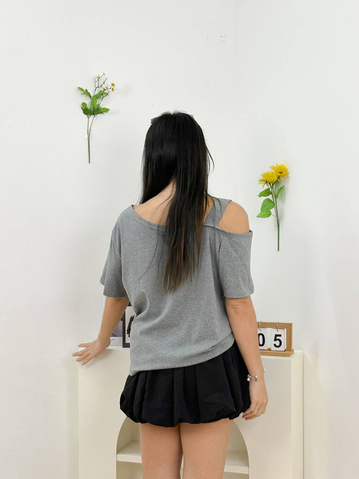 Avril One Shoulder Top (Gray)