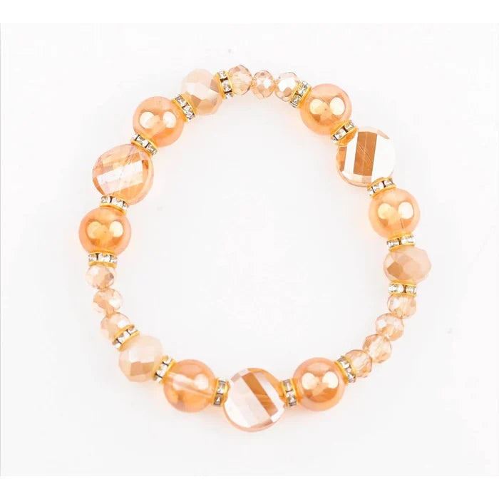 Beaded Stretch Bracelet Set - Catena Design Crystal Glass Beads (CB2986)