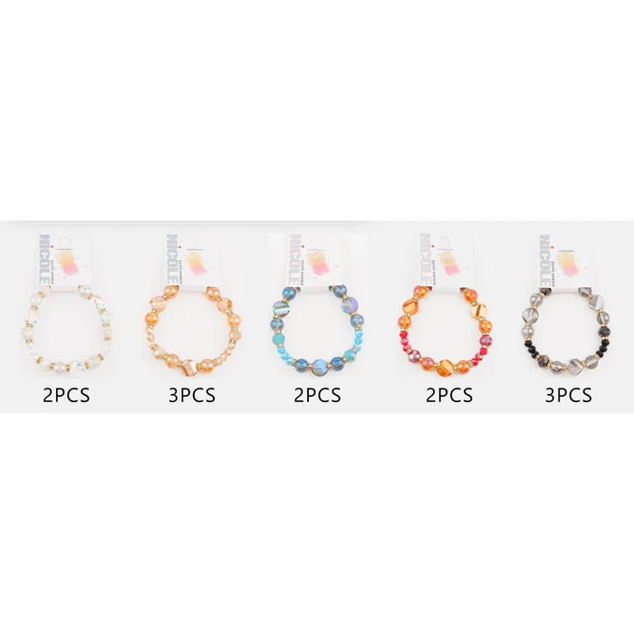 Beaded Stretch Bracelet Set - Catena Design Crystal Glass Beads (CB2986)