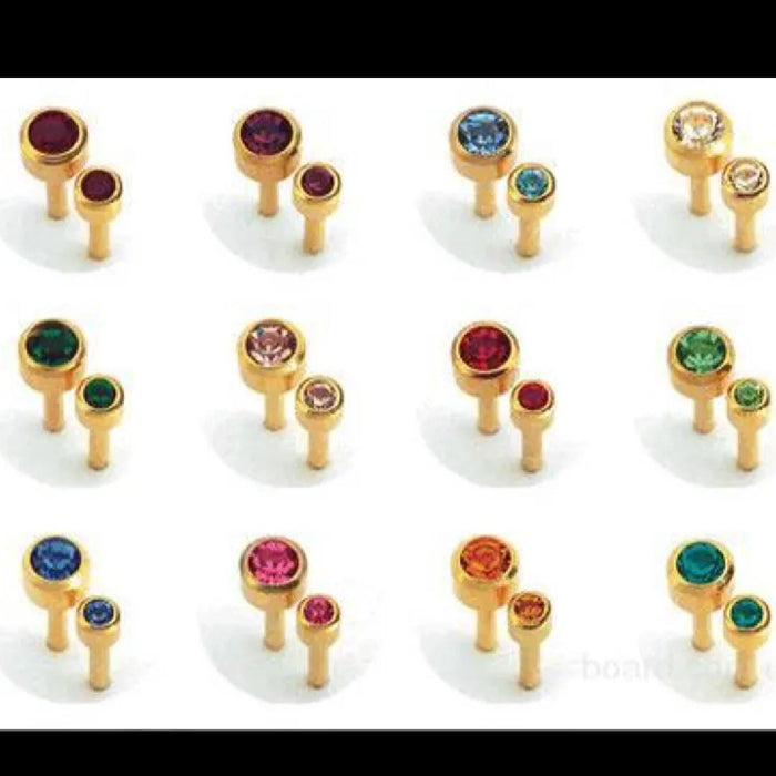 Birthstone Ear Studs Starter Earrings 316L 14G Small Medium End Ball Different Colors