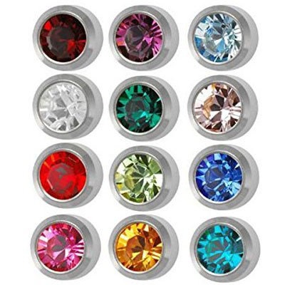 Birthstone Ear Studs Starter Earrings 316L 14G Small Medium End Ball Different Colors