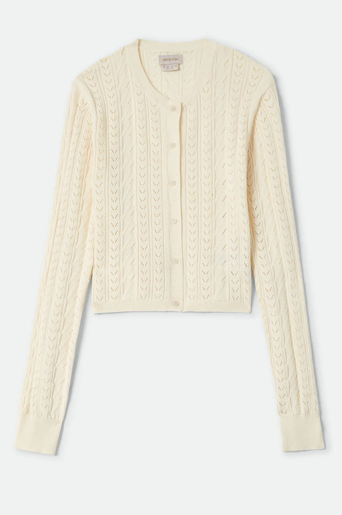 Women's Bixby Lightweight Cardigan in the color Wax Paper - Front Product Laydown Image