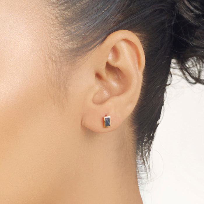 Black Bar Stud Gold Earring