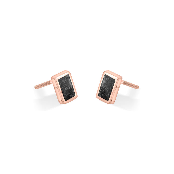 Black Bar Stud Gold Earring