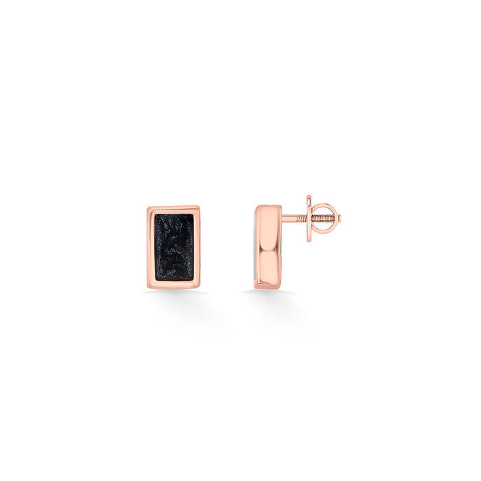 Black Bar Stud Gold Earring