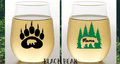 BLACK BEAR Stemless Shatterproof Wine Glasses (2 Pack)