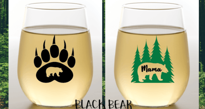 BLACK BEAR Stemless Shatterproof Wine Glasses (2 Pack)