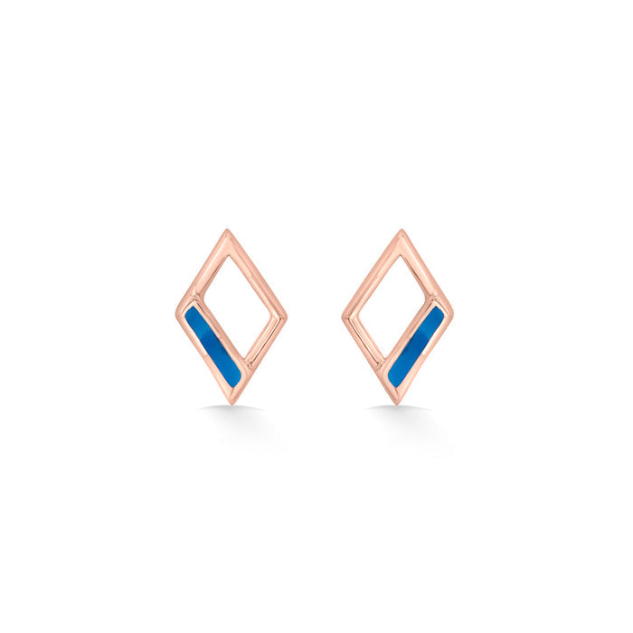 Blue Edge Stud Gold Earring