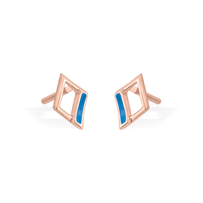 Blue Edge Stud Gold Earring