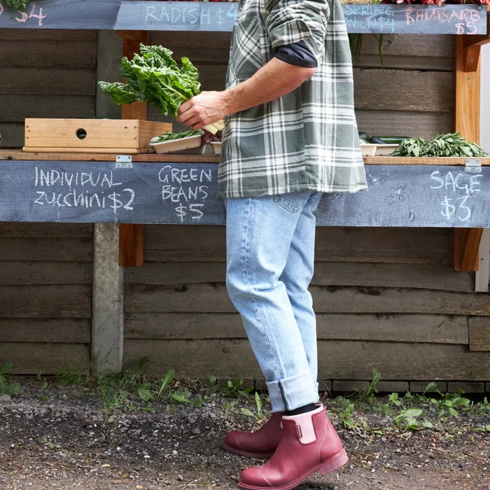 Bobbi Red Wellington Boot // Beetroot & Light Pink [Retired]