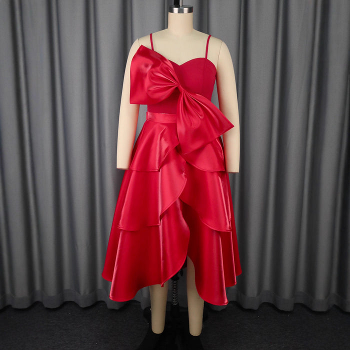 Bow Sexy Camisole Irregular Skirt Suit