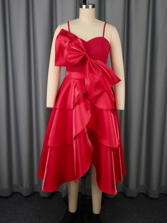 Bow Sexy Camisole Irregular Skirt Suit