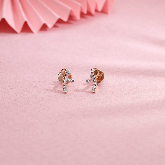 Bright Twist Diamond Stud Earrings