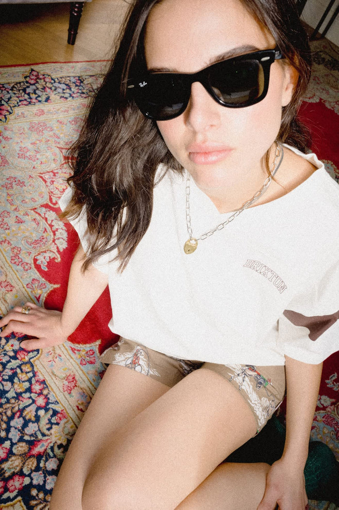 Women's Brixton Boxy Cropped Football T-Shirt in the color Off White - Women's Lifestyle 2.0