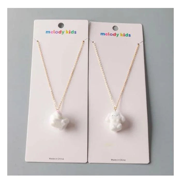 Charming Fluffy White Puppy Pendant Necklace - Kids’ Gold-Tone Jewelry (NKK1391)