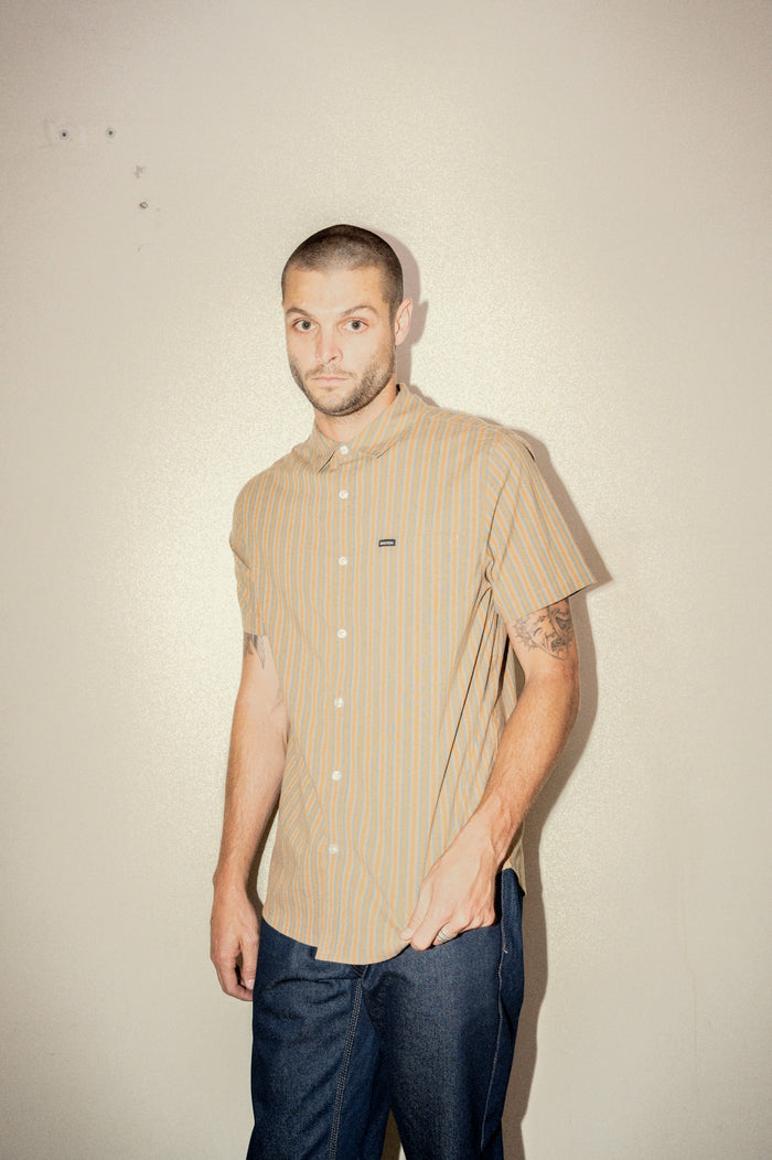 Charter Stripe S/S Shirt - Rustic Caramel/Night Sage