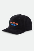 Unisex Clifton Snapback in the color Black - Front Product Laydown Image