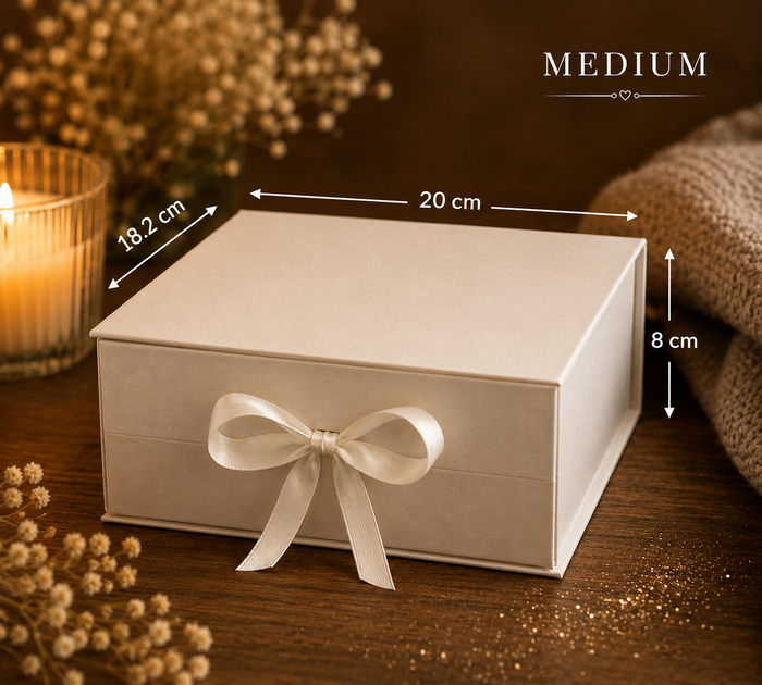 Coffret Cadeau VIDE - Carré Moyen (20x18,2x8cm) - Ivoire