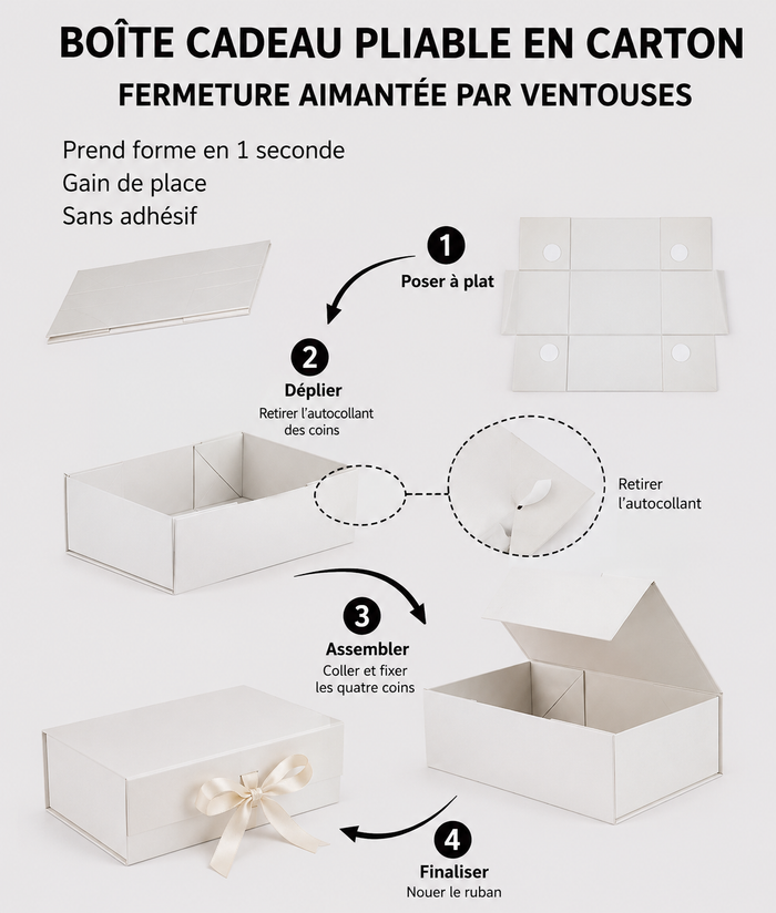 Coffret Cadeau VIDE - Carré Moyen (20x18,2x8cm) - Ivoire