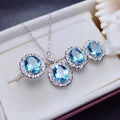 Colored Gems Rings Ear Studs Pendant Natural Topaz Set