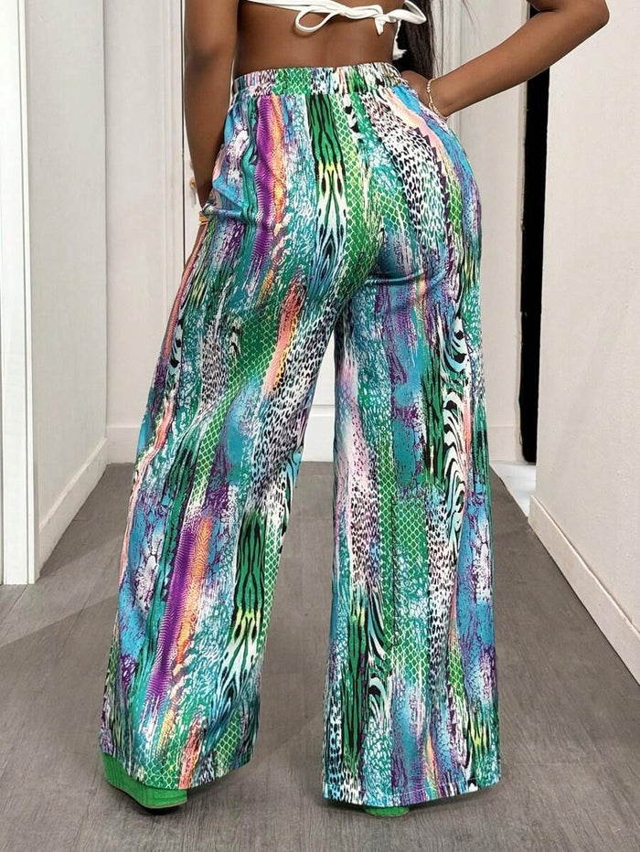 Colorful Pattern Trousers Loose Breathable Women's Trousers