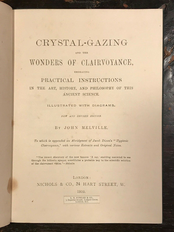 CRYSTAL GAZING AND CLAIRVOYANCE - Melville, 1910 - DIVINATION FORETELLING OCCULT