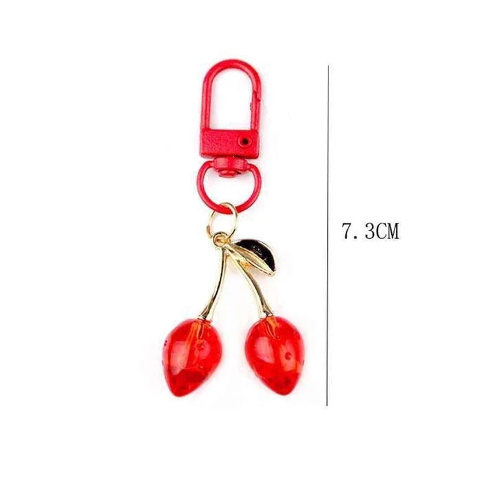 Cute Acrylic Cherry Keychain – Translucent Fruit Bag Charm, Color-Matched Lobster Clasp, Kawaii Coquette Backpack Pendant & Purse Accessory (YNV-1711)